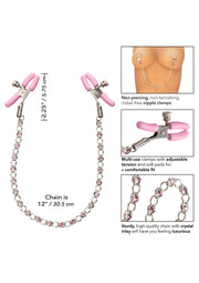 Strizza capezzoli rosa Crystal Chain Nipple Clamps