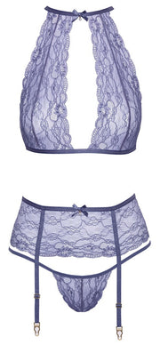 Completo intimo set reggiseno perizoma reggicalze lavanda