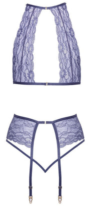 Completo intimo set reggiseno perizoma reggicalze lavanda