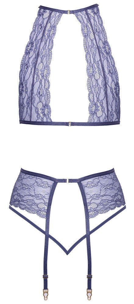 Completo intimo set reggiseno perizoma reggicalze lavanda
