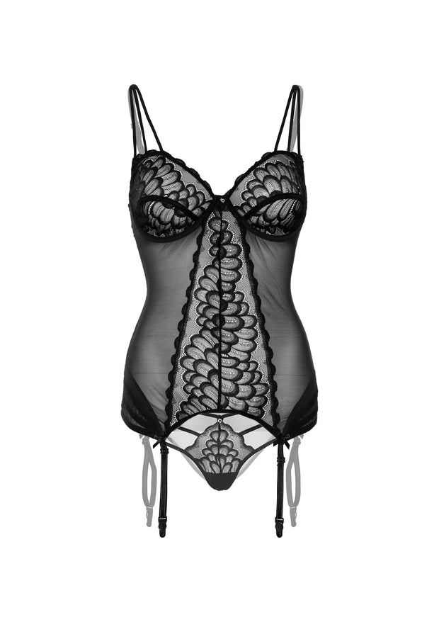 Guepiere con perizoma e reggicalze Lace Cami Corset with string