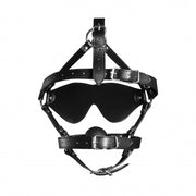Imbracatura viso con maschera occhi e morso Blindfolded Head Harness with Solid Ball Gag Black
