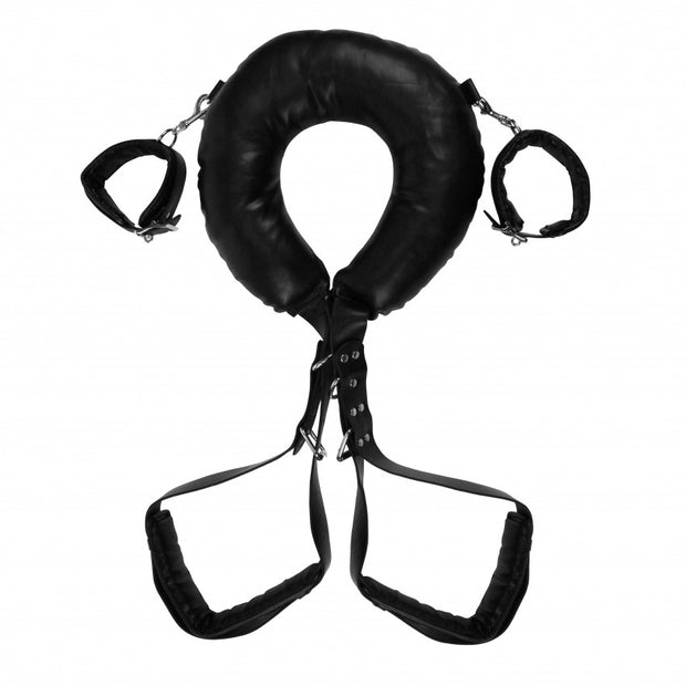Fascia con manette per polsi e cosce Padded Thigh Sling with Hand Cuffs Black