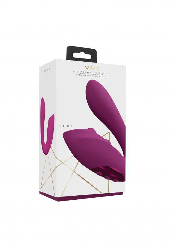 Vibratore vaginale Yuki Dual Motor G-Spot Vibrator with Massaging Beads Pink