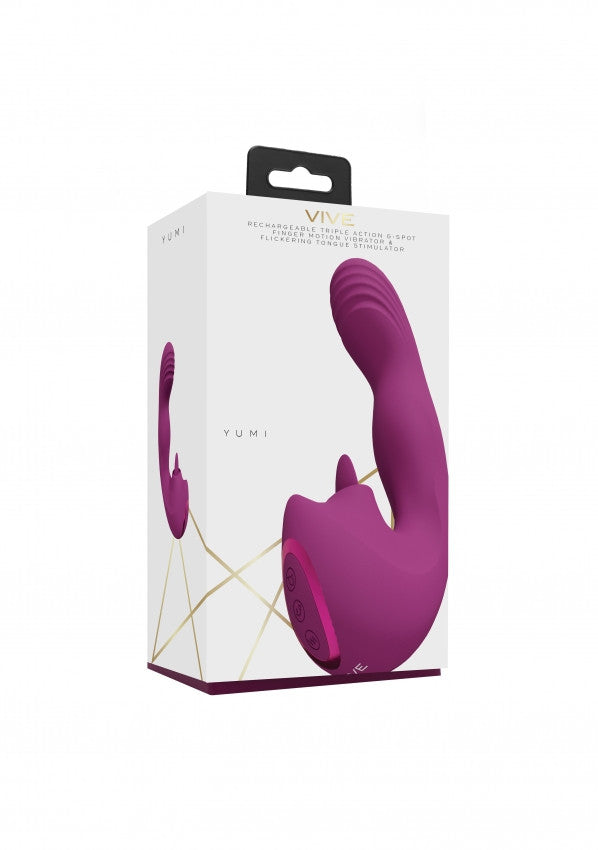 Vibratore vaginale Yumi Triple Motor G-Spot Finger Motion Vibrator and Flickering Tongue Stimulator Pink