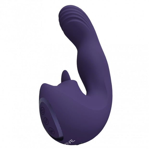 Vibratore vaginale Yumi Triple Motor G-Spot Finger Motion Vibrator and Flickering Tongue Stimulator Purple