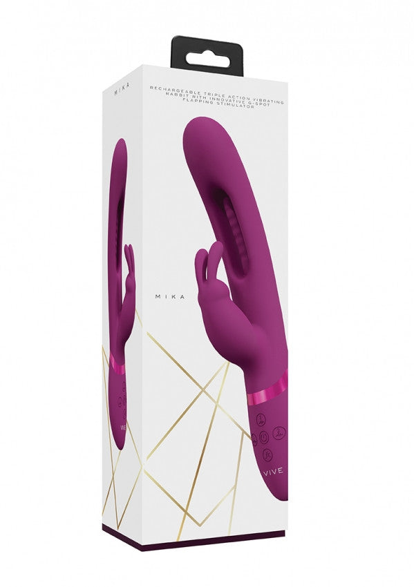 Vibratore rabbit Mika Triple Motor Vibrating Rabbit with Innovative G-Spot Flapping Stimulator Pink