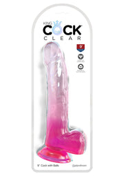 Fallo realistico con ventosa King Cock Clear 9 Inch Balls pink