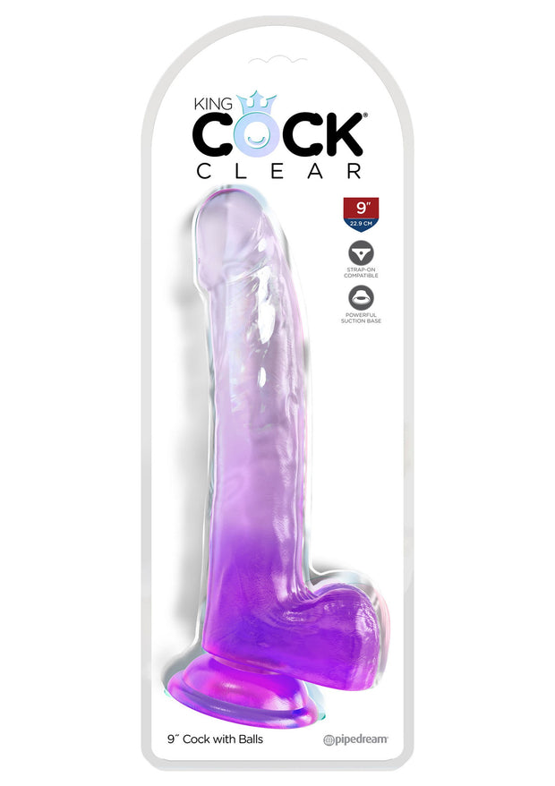 Fallo realistico con ventosa King Cock Clear 9 Inch Balls purple