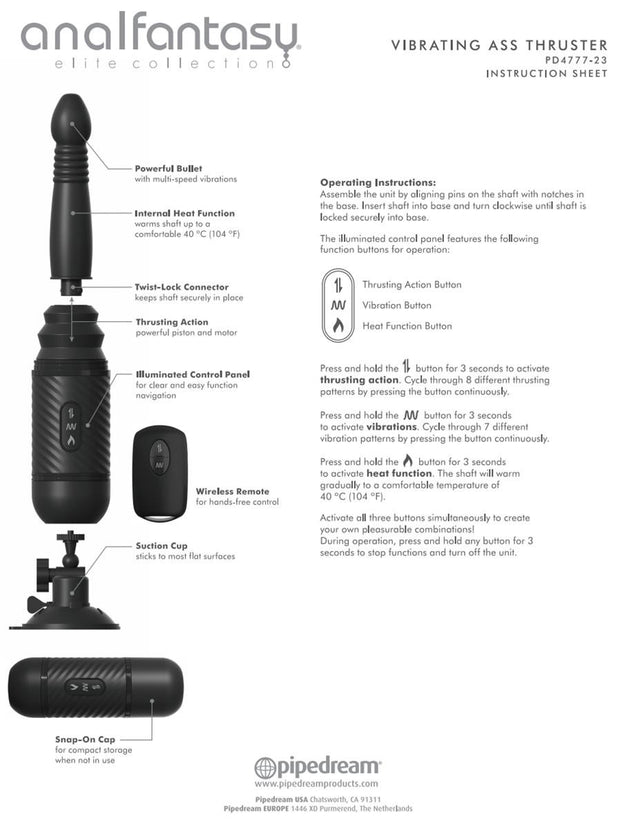 Vibratore anale vaginale realistico stimolatore dildo fallo su e giù in silicone nero black sex machine