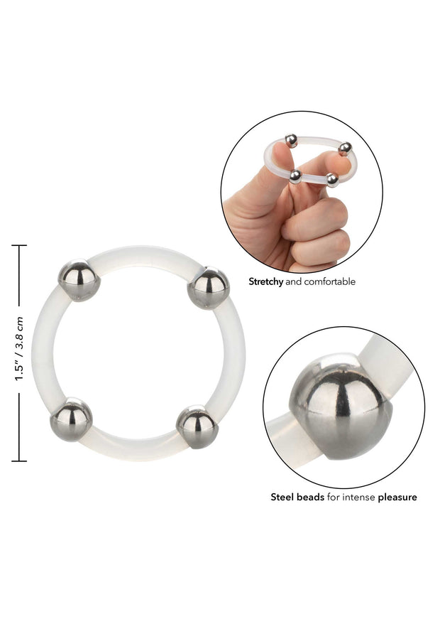 anello fallico Steel Beaded Silicone Ring L