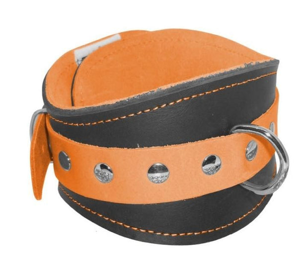 collare in vera pelle made in italy orange fluo nero  bondage giochi erotici